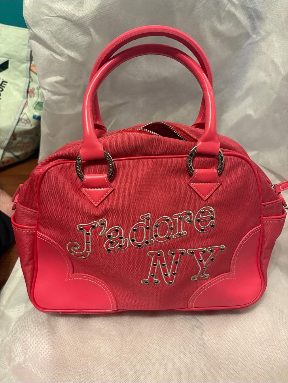 Samantha Thavasa Hot Pink Satchel with Studded Logo